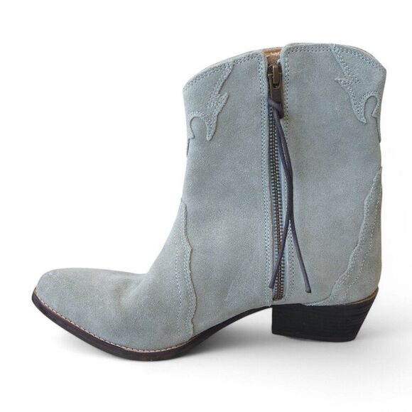 Free People New Frontier Suede Western Style Boots "Dusty Blue" Women's 9/40 - Picture 6 of 12